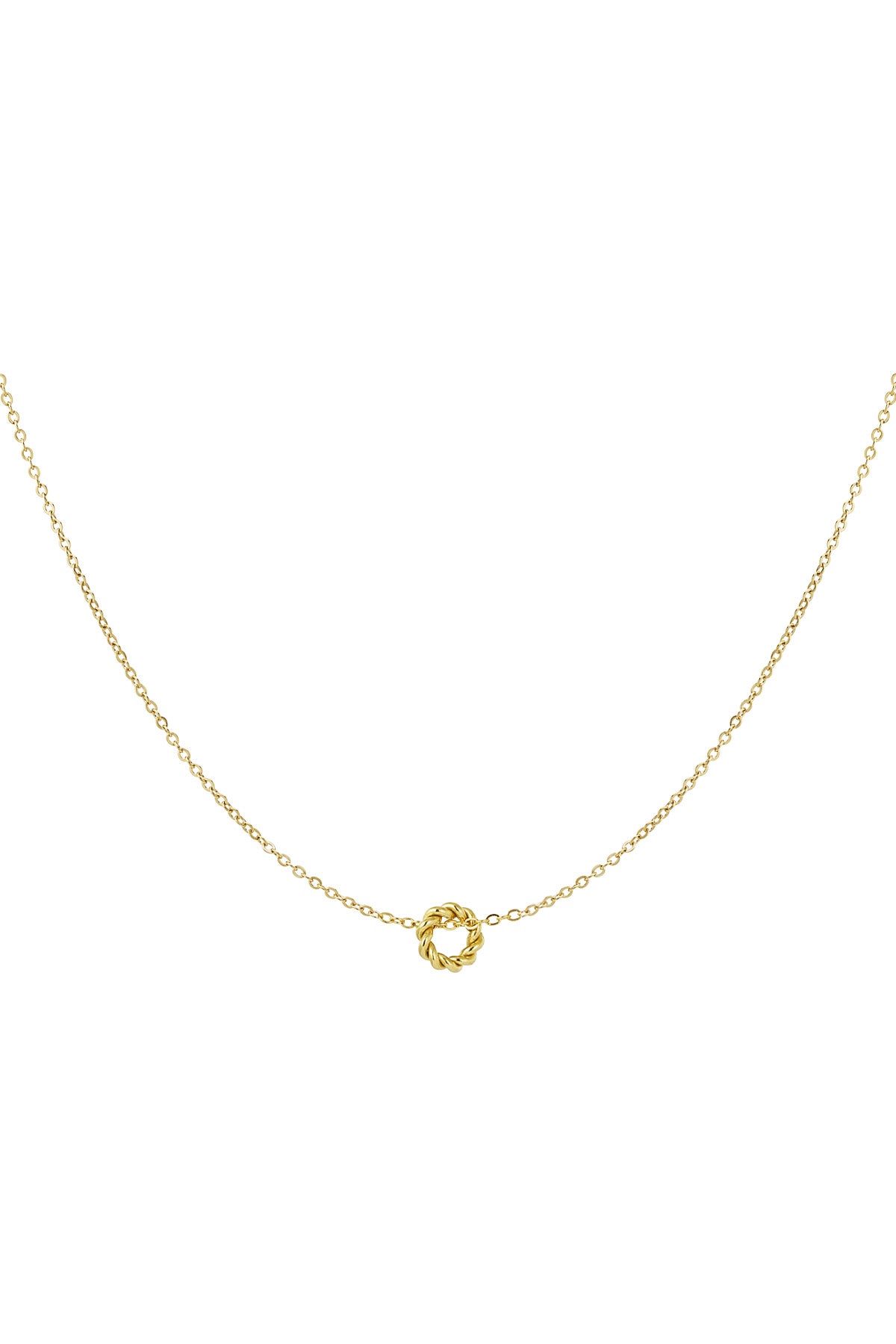 Classic necklace with twisted charm - gold