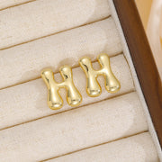 Gold-Plated Bubble Letter Stud Earrings – Playful, Personalized, and Stylish