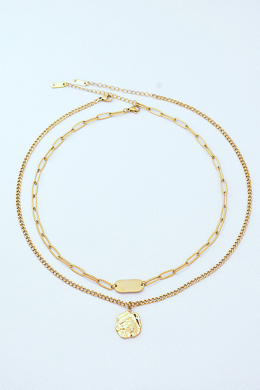 Gold-Plated Double-Layered Pendant Necklace