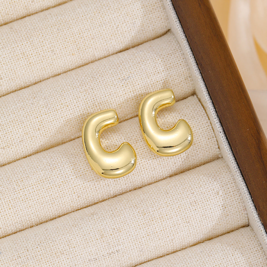 Gold-Plated Bubble Letter Stud Earrings – Playful, Personalized, and Stylish