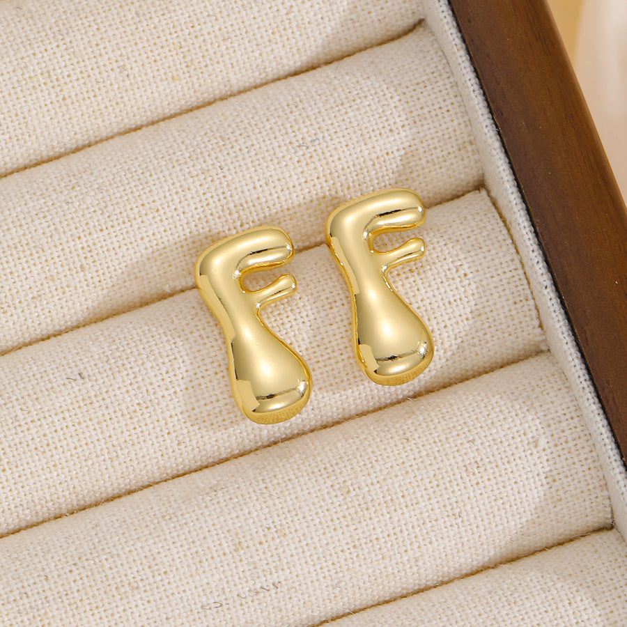 Gold-Plated Bubble Letter Stud Earrings – Playful, Personalized, and Stylish