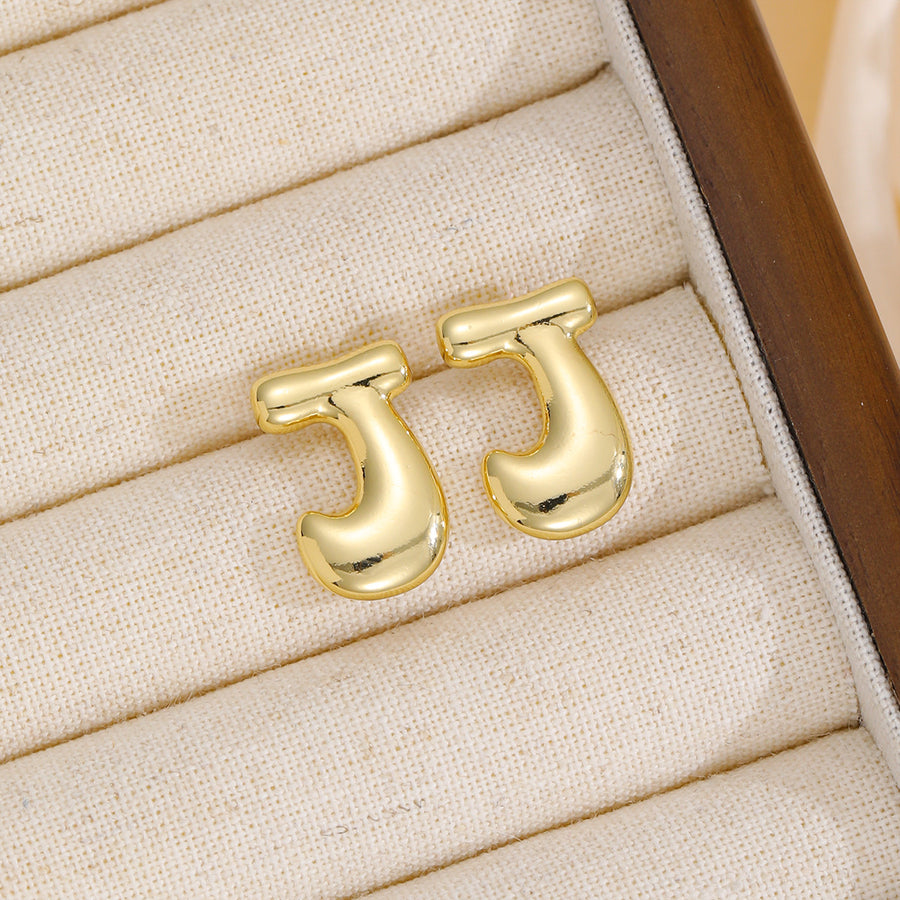 Gold-Plated Bubble Letter Stud Earrings – Playful, Personalized, and Stylish