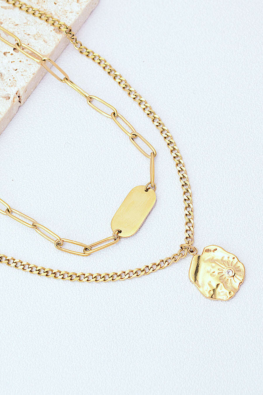 Gold-Plated Double-Layered Pendant Necklace