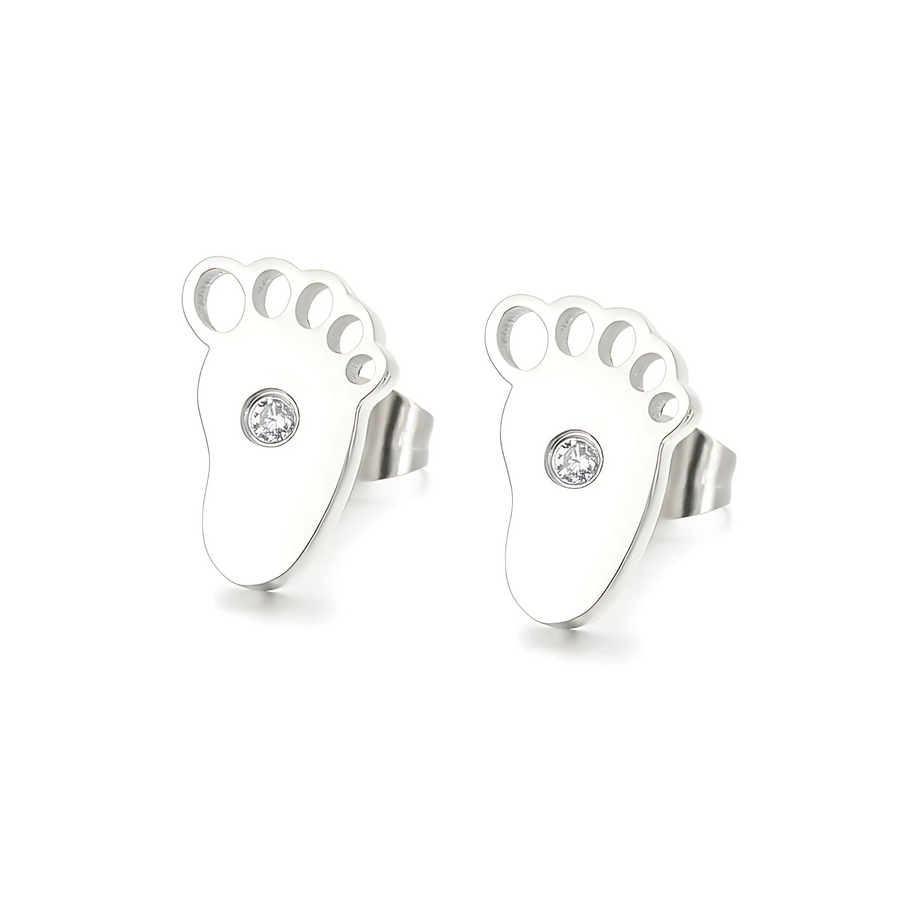 ✨ Baby Footprint Stud Earrings - 18K Gold or Silver Plated ✨