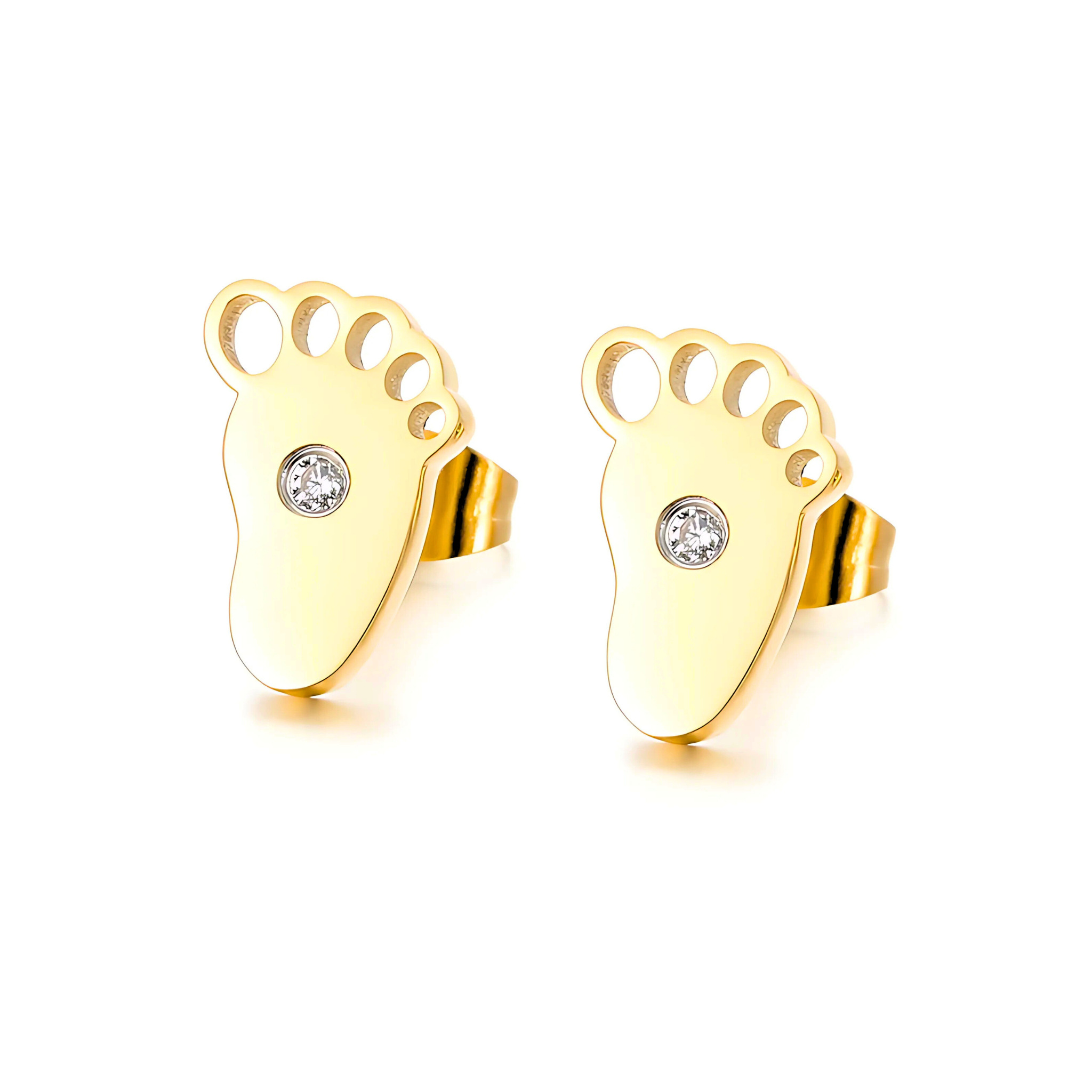 ✨ Baby Footprint Stud Earrings - 18K Gold or Silver Plated ✨