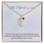 Engraved Baby Feet Necklace with Birthstone – A Cherished Keepsake for Infant Loss & Remembrance