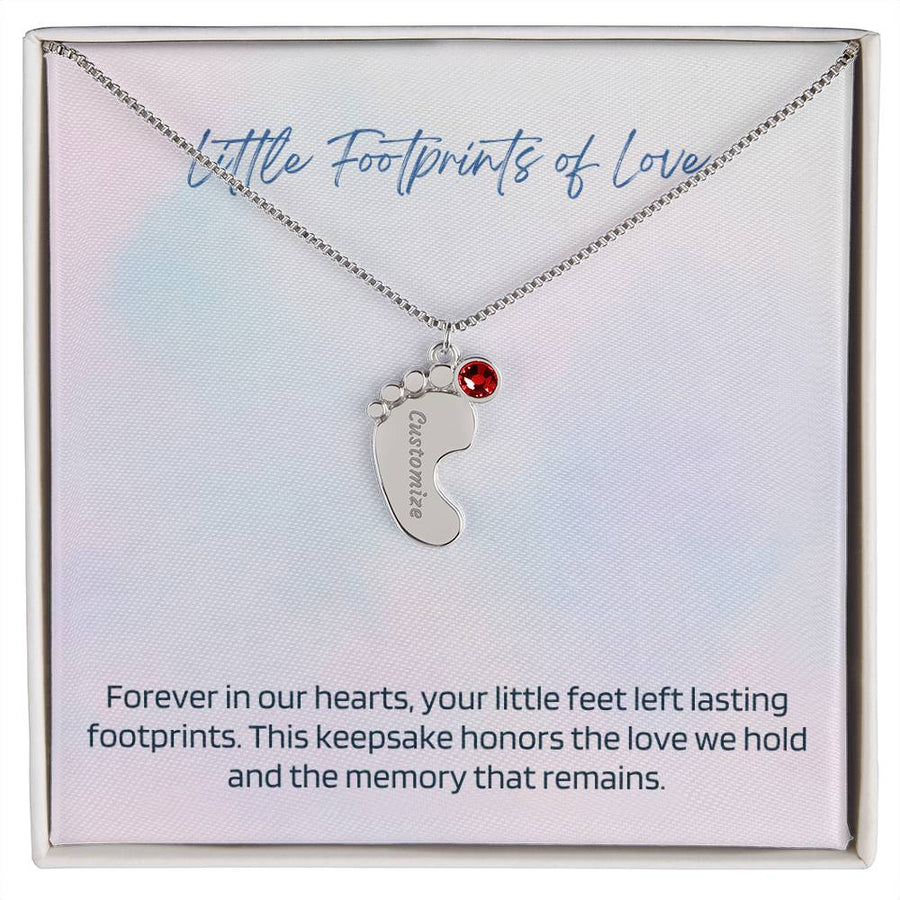 Engraved Baby Feet Necklace with Birthstone – A Cherished Keepsake for Infant Loss & Remembrance