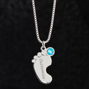 Engraved Baby Feet Necklace with Birthstone – A Cherished Keepsake for Infant Loss & Remembrance