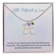 Engraved Baby Feet Necklace with Birthstone – A Cherished Keepsake for Infant Loss & Remembrance