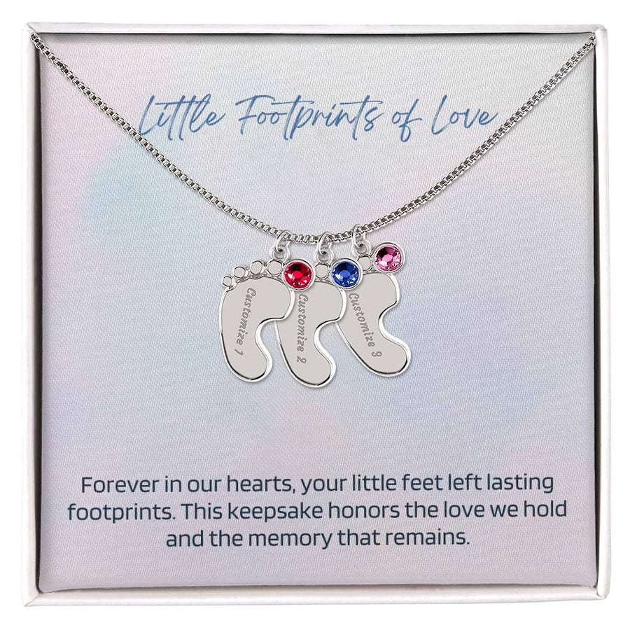 Engraved Baby Feet Necklace with Birthstone – A Cherished Keepsake for Infant Loss & Remembrance