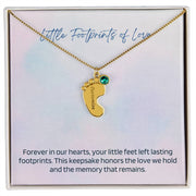 Engraved Baby Feet Necklace with Birthstone – A Cherished Keepsake for Infant Loss & Remembrance