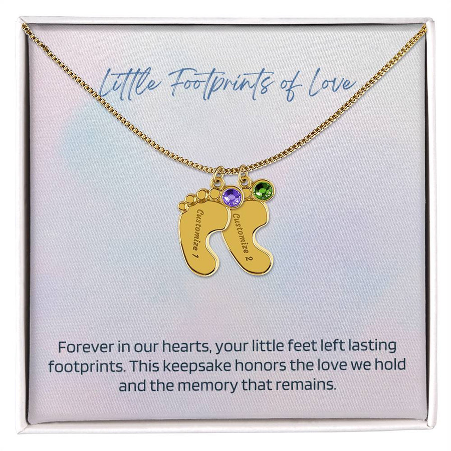 Engraved Baby Feet Necklace with Birthstone – A Cherished Keepsake for Infant Loss & Remembrance