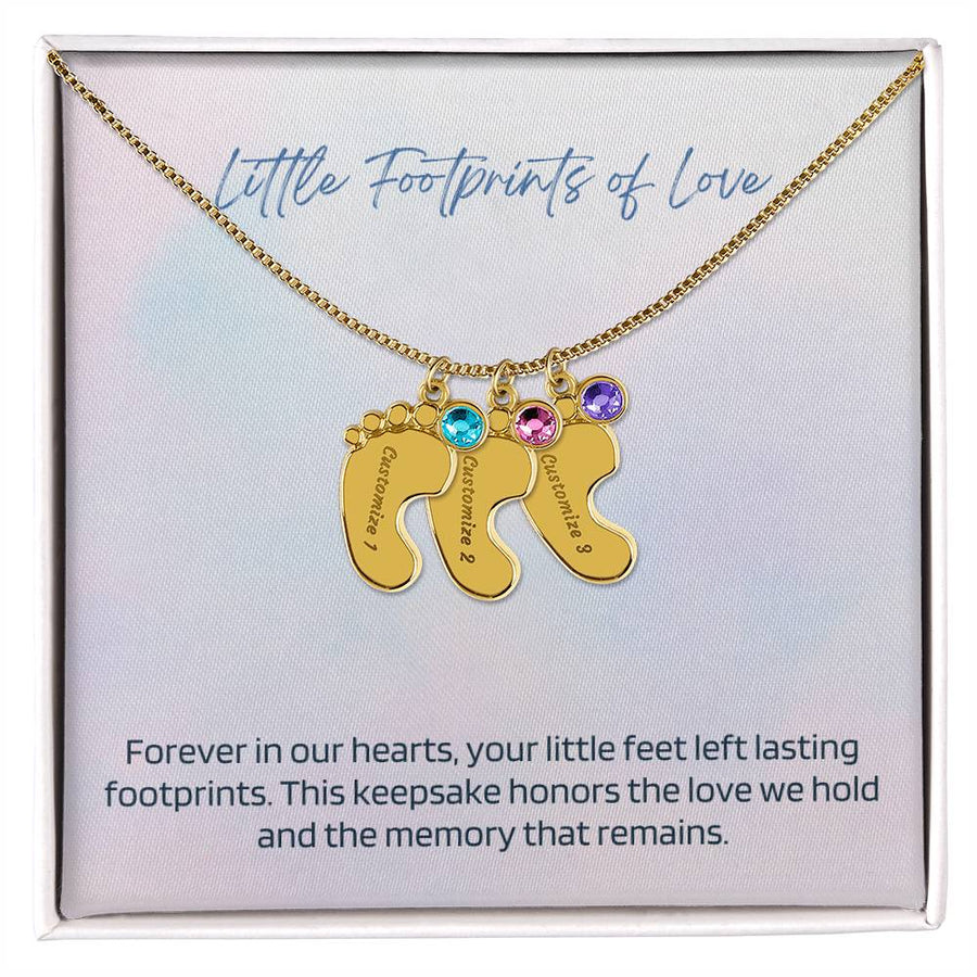 Engraved Baby Feet Necklace with Birthstone – A Cherished Keepsake for Infant Loss & Remembrance