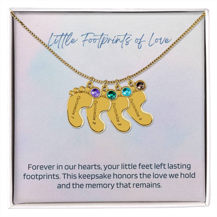 Engraved Baby Feet Necklace with Birthstone – A Cherished Keepsake for Infant Loss & Remembrance