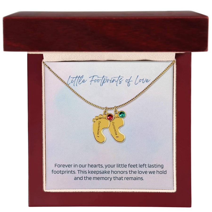 Engraved Baby Feet Necklace with Birthstone – A Cherished Keepsake for Infant Loss & Remembrance