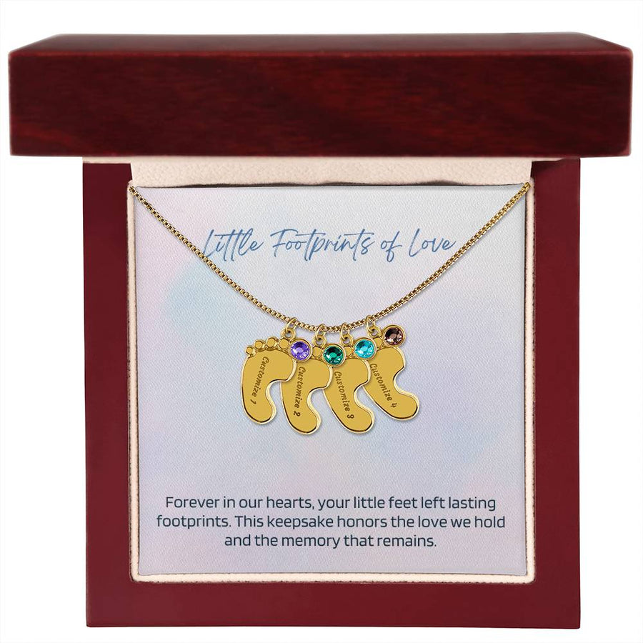 Engraved Baby Feet Necklace with Birthstone – A Cherished Keepsake for Infant Loss & Remembrance