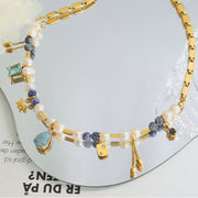 Gold-Plated Beaded Charm Necklace – A Delicate Keepsake of Love and Remembrance