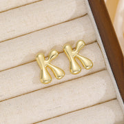 Gold-Plated Bubble Letter Stud Earrings – Playful, Personalized, and Stylish