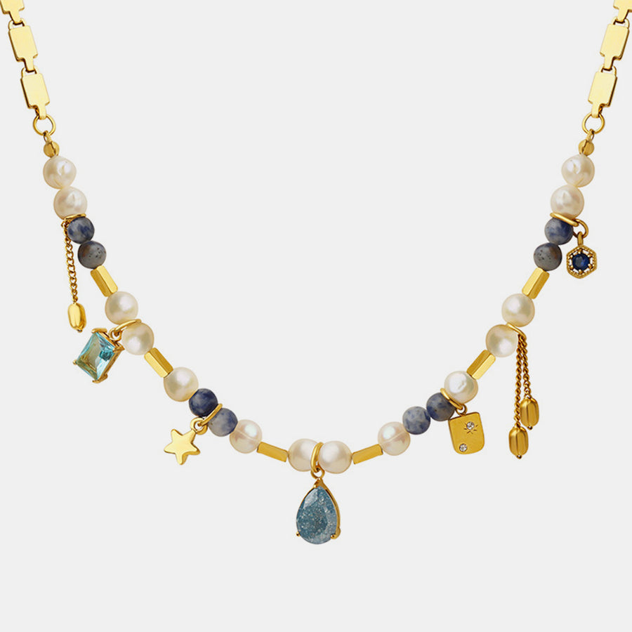 Gold-Plated Beaded Charm Necklace – A Delicate Keepsake of Love and Remembrance